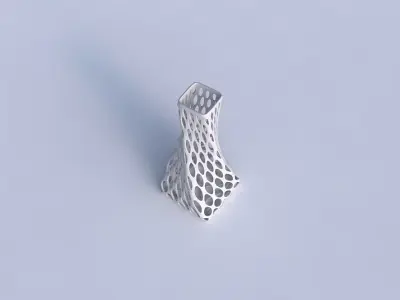 Vase twisted squeezed quadratic with bubble grid lattice 3D print model