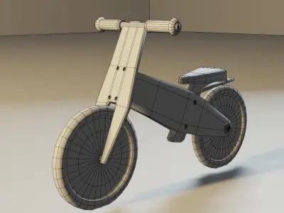 Kids wooden bike Low-poly 3D model
