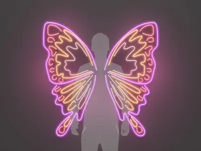 Butterfly Wings 2 - Neon Sign 3D model