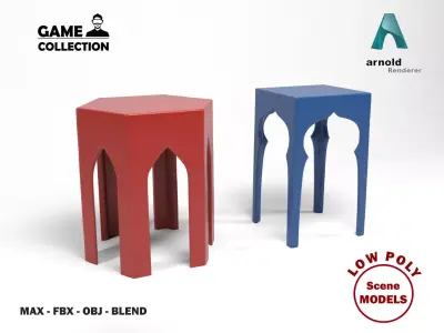 Modern Arabic tables Low-poly 3D model