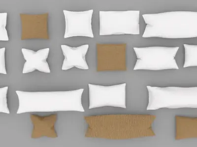 Pillows Set of Low-poly 3D model