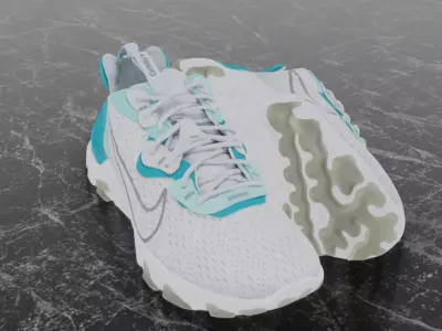 Nike 3D Shoes - White-Blue - DMSX Series Low-poly 3D model