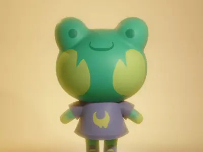 Frog-cartoon version with clothes Low-poly 3D model