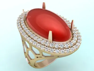 Gemstone Rings - Oval stone ring - Womens Rings 3D print model