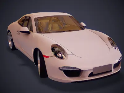 Game-ready Porsche 911 GT Low-poly 3D model