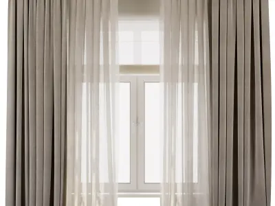 Curtains with Roman blinds 47 Low-poly 3D model