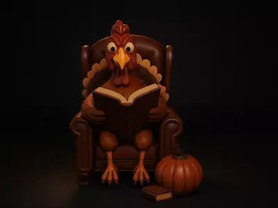 Thanksgiving Turkey Reading Chair Decor Cozy Fall Holiday  3D print model