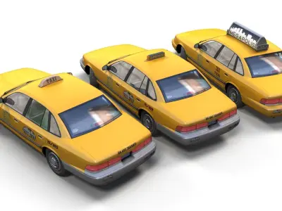 American 90s taxi sedan Low-poly 3D model