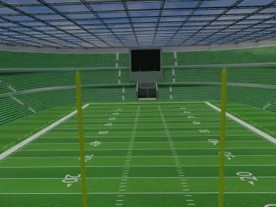 American Football Stadium - Green Low-poly 3D model