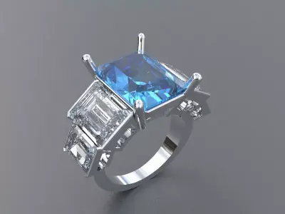 Ladies ring with topazes and diamonds 3D print model