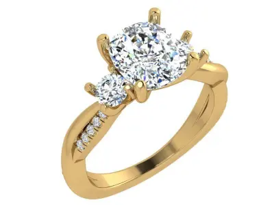 Cushion Diamond Twisted Ring 4528 3D print model