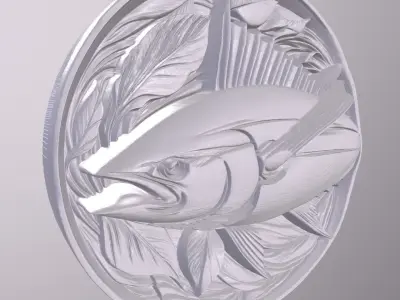 Bluefin Tuna 2 basrelief for 3D printing 3D print model