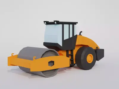 Low Poly Road Roller Low-poly 3D model