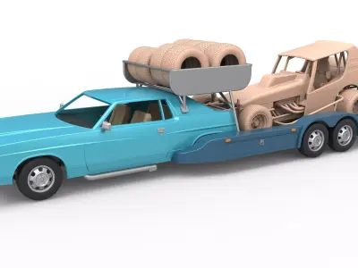 Vintage Transporter truck for Race car V4 Scale 1 to 25 3D print model