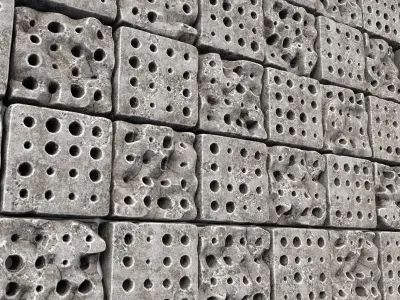 Stone panel cube hole  decor n1 3D model