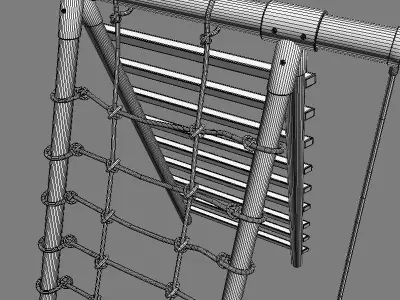 Double Seats Wooden Swing 7 3D model