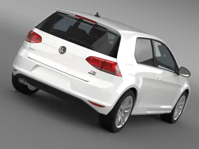 VW Golf TSI BlueMotion 3door 2015 3D model