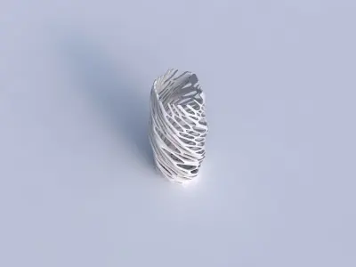 Vase twisted hexagon with cracked and twisted organic lattice 3D print model