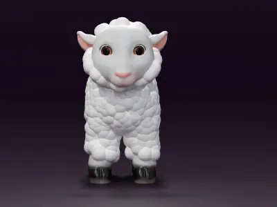 Cartoon Sheep Rigged  Low-poly 3D model
