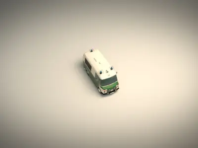 Low Poly Police Van 01 Low-poly 3D model