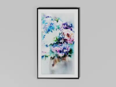 Water colors painting frames Low-poly 3D model