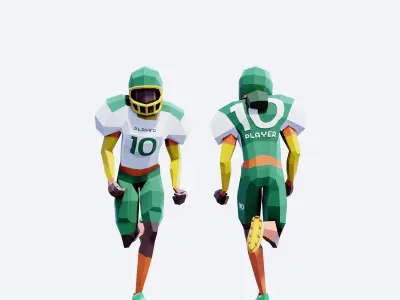 American Football Players - Animated and Rigged Low-poly 3D model