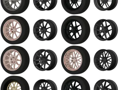 Aftermarket Car Wheels Pack Low-poly 3D model