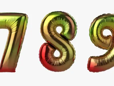 Foil air balloon numbers 04 3D model