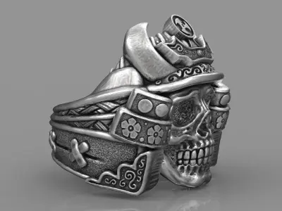 Samurai skull ring 3d model for 3d printing 3D print model 3D print model
