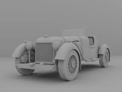 Vintage Car Low-poly 3D model 2