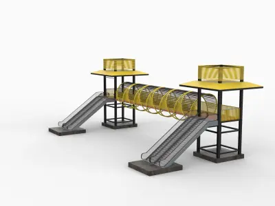 Steel Pedestrian Bridge 3D model