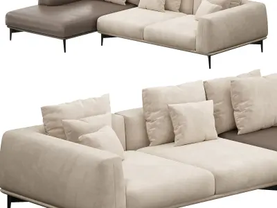 Noelle Sectional Curved Sofa 3D model