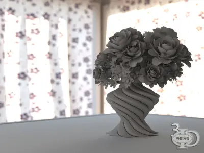 Vase 1 with flowers 3D model