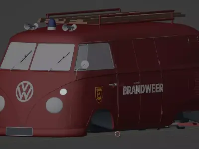 Brandweer Volkswagen T1 1967 Low-poly 3D model