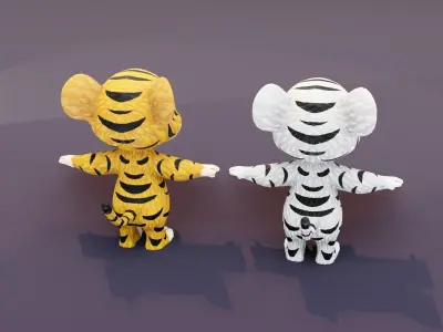 Cartoon Tiger Rigged 3D Models Low-poly 3D model