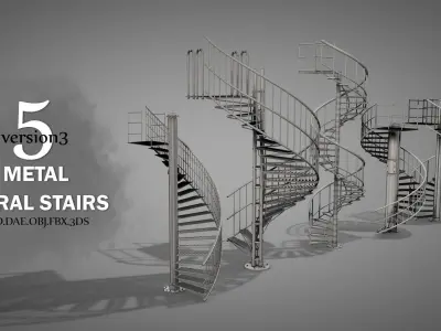 Rusty Metal Spiral Stairs 3D model