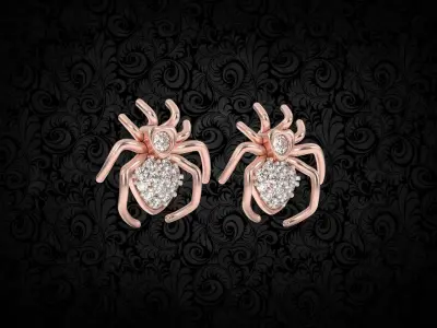 Spider Diamond Earring stud 3D print model