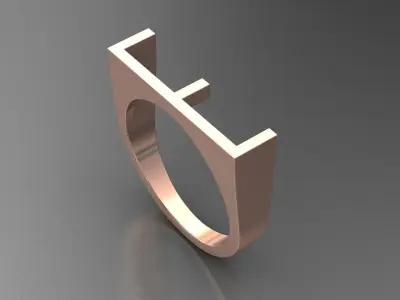 alphabet ring letter E 3D print model