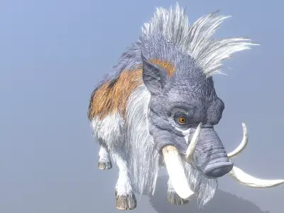  Wild Warthog Domestic Pig IDLE Fbx Png 3D model
