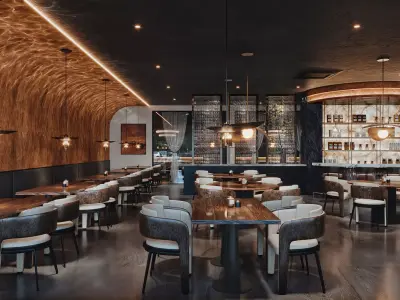 Luxury Fine Dining Restaurant with Round Banquet Table 3D model