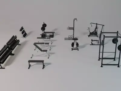 Gym Equipment Collection - Full Set 3D model