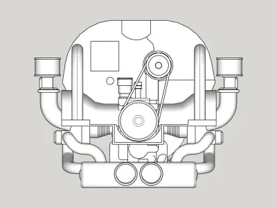 Printable VW engine 3D print model