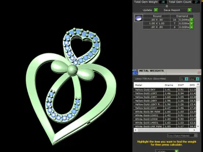 light weight yellow gold  diamond pendent -DOC-P8082 3D print model