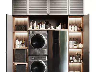 Laundry room with household appliances 3D model