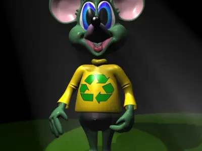 Green Mouse RIGGED Low-poly 3D model