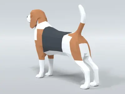 Low Poly Cartoon Beagle Dog Low-poly 3D model