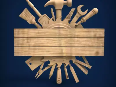 Carved panel painting STL 3D model 5