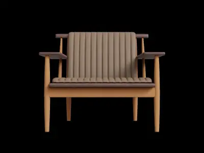 Dark Arm Leather Lounge Chair Low-poly 3D model