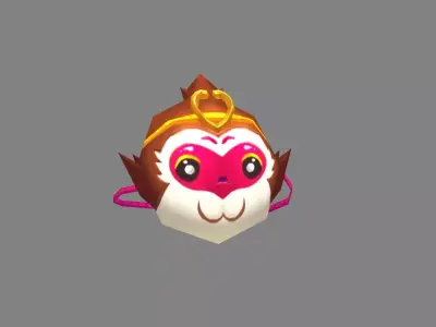 Cartoon monkey mask Low-poly 3D model
