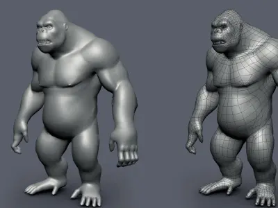 Kong I Gorilla BaseMesh Low-poly 3D model